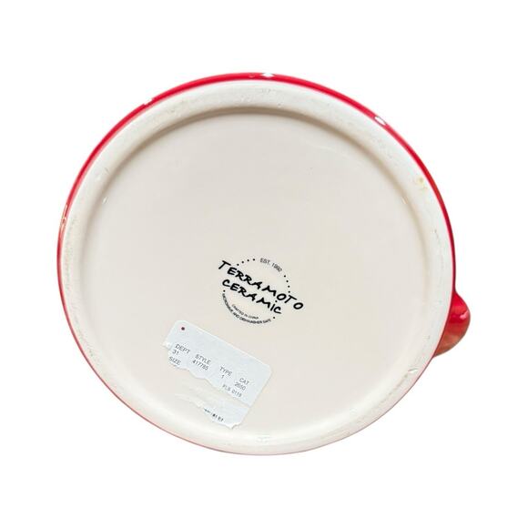 Terramoto Ceramic Drink Pitcher Red White Stripes Approx 7.5” Tall NWOT Holiday - Picture 5 of 6